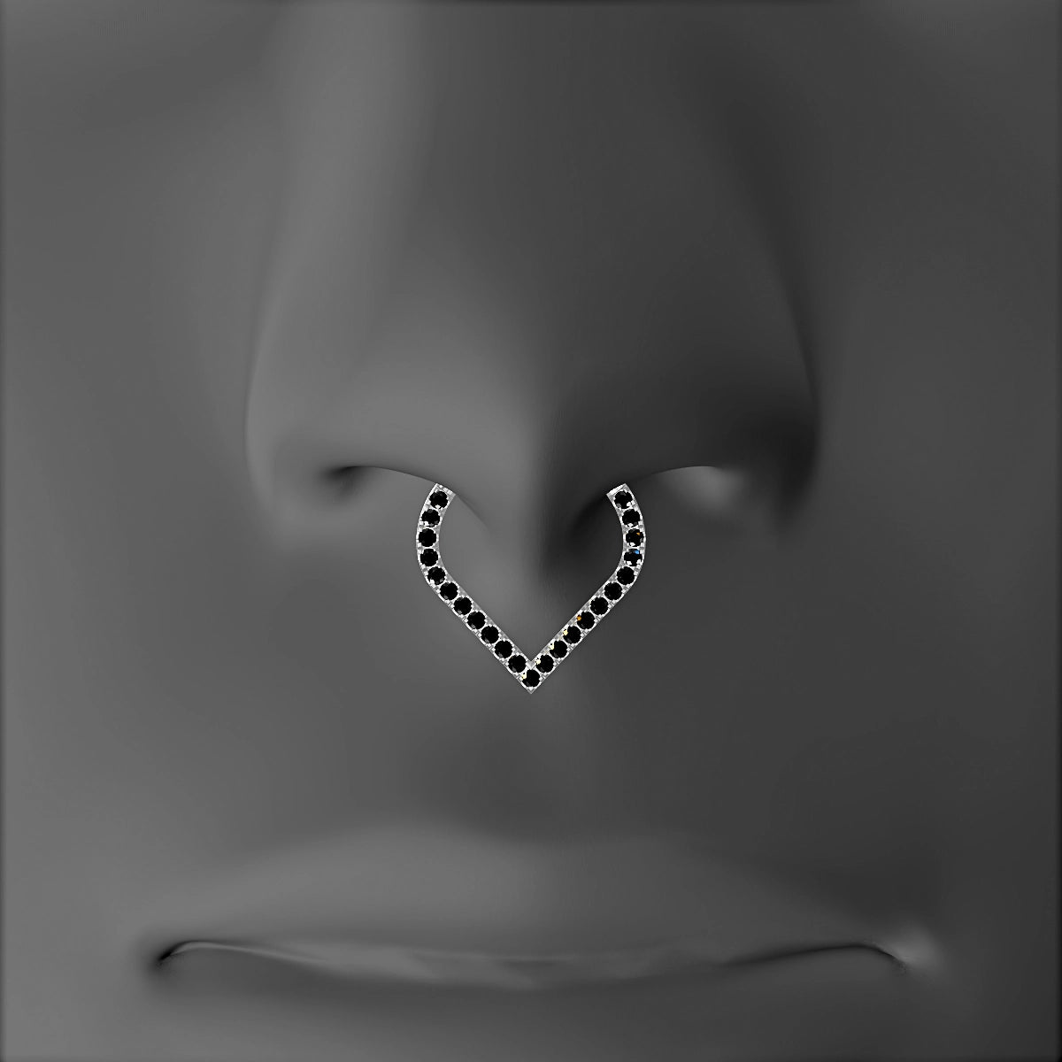 Cora | 18k White Gold 9.5 mm Black Diamond & Diamond Septum Piercing