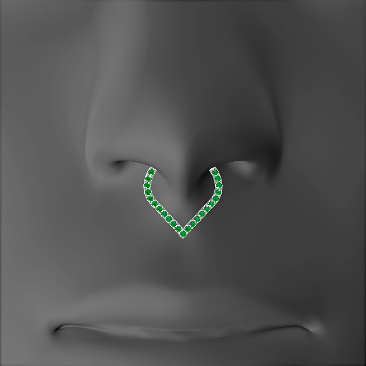 Cora | 18k White Gold 9.5 mm Emerald Septum Piercing