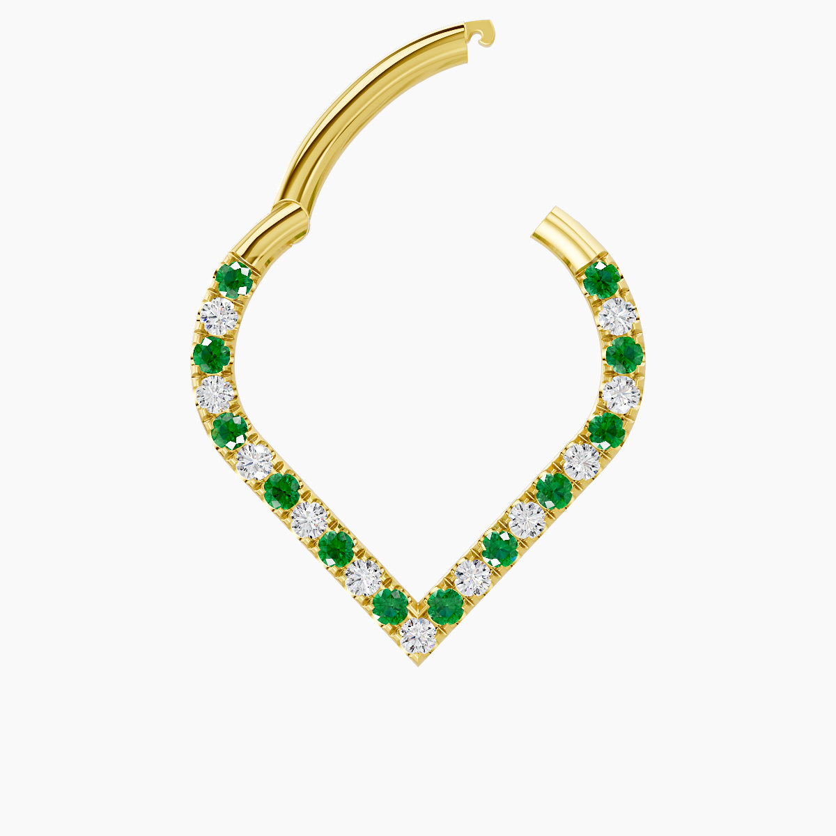 Cora | 18k Yellow Gold 9.5 mm Emerald & Diamond Septum Piercing
