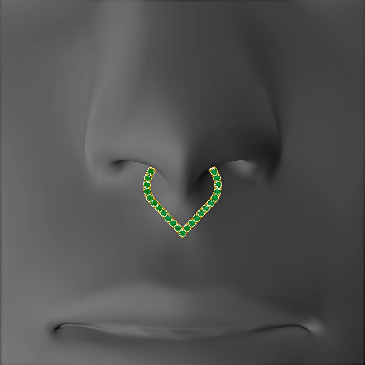 Cora | 18k Yellow Gold 9.5 mm Emerald & Diamond Septum Piercing