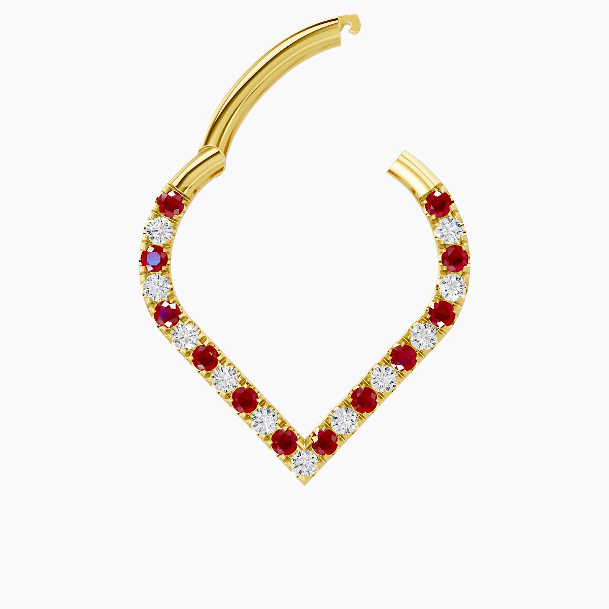 Cora | 18k Yellow Gold 9.5 mm Ruby & Diamond Septum Piercing