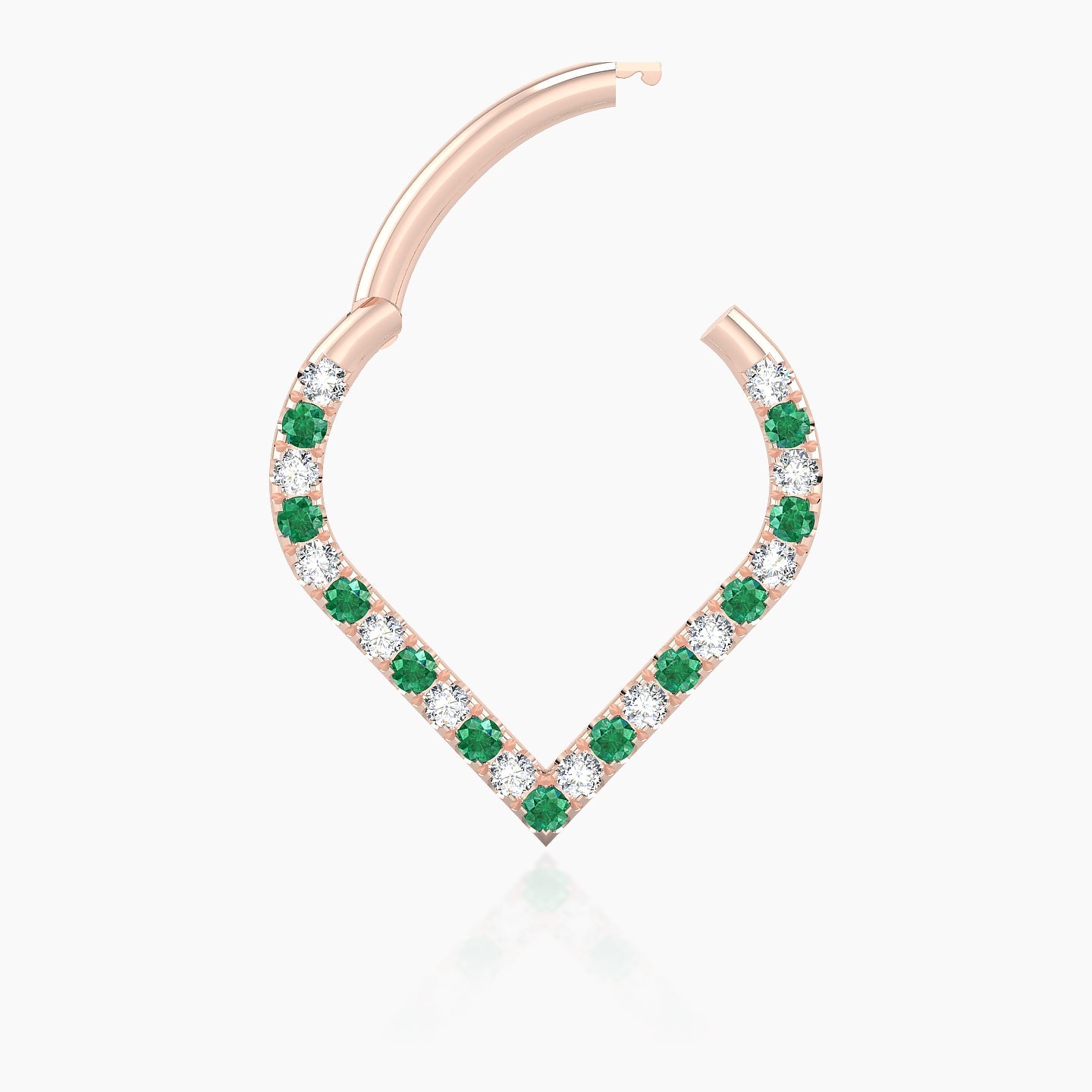 Cora | 18k Rose Gold 9.5 mm Emerald & Diamond Septum Piercing