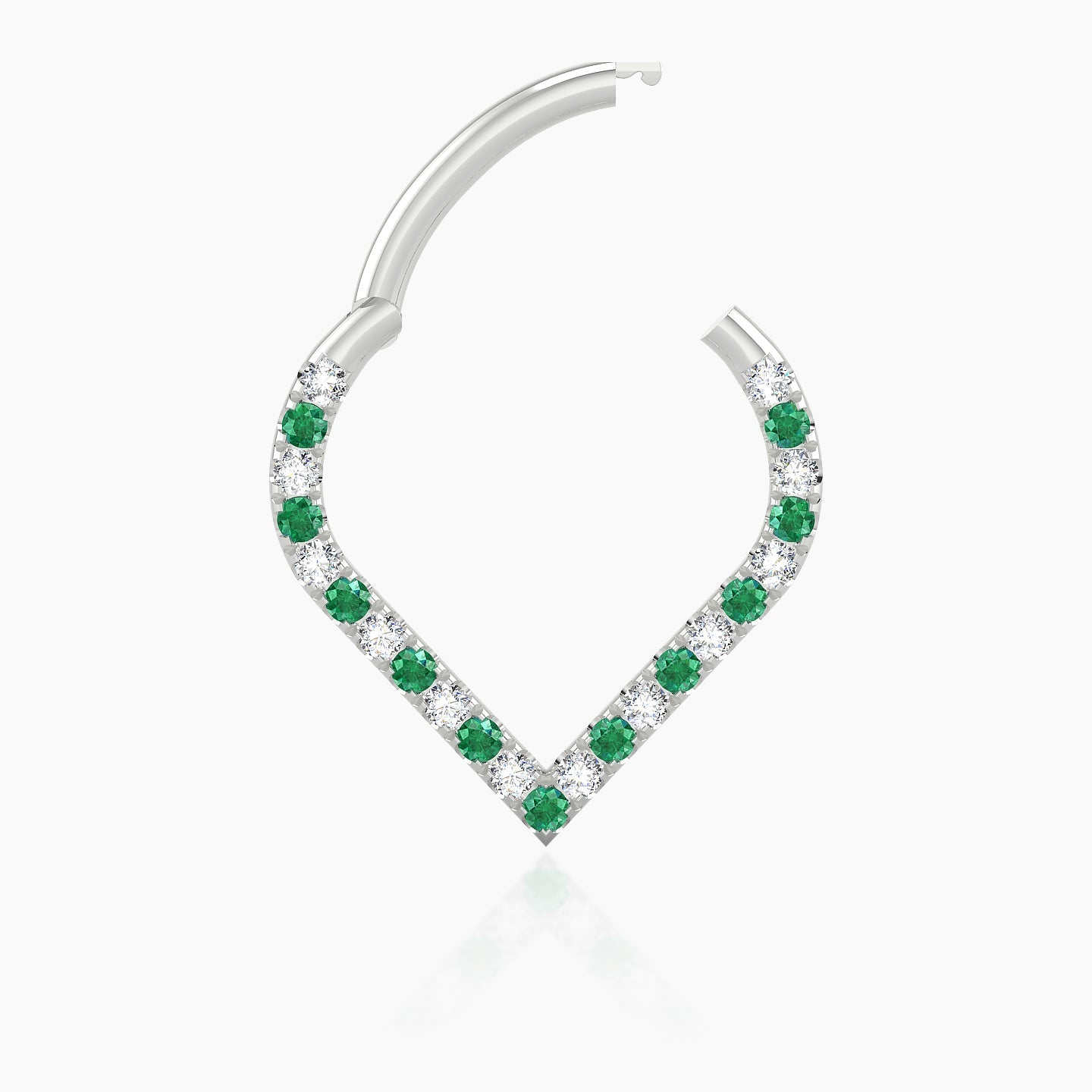 Cora | 18k White Gold 9.5 mm Emerald & Diamond Septum Piercing