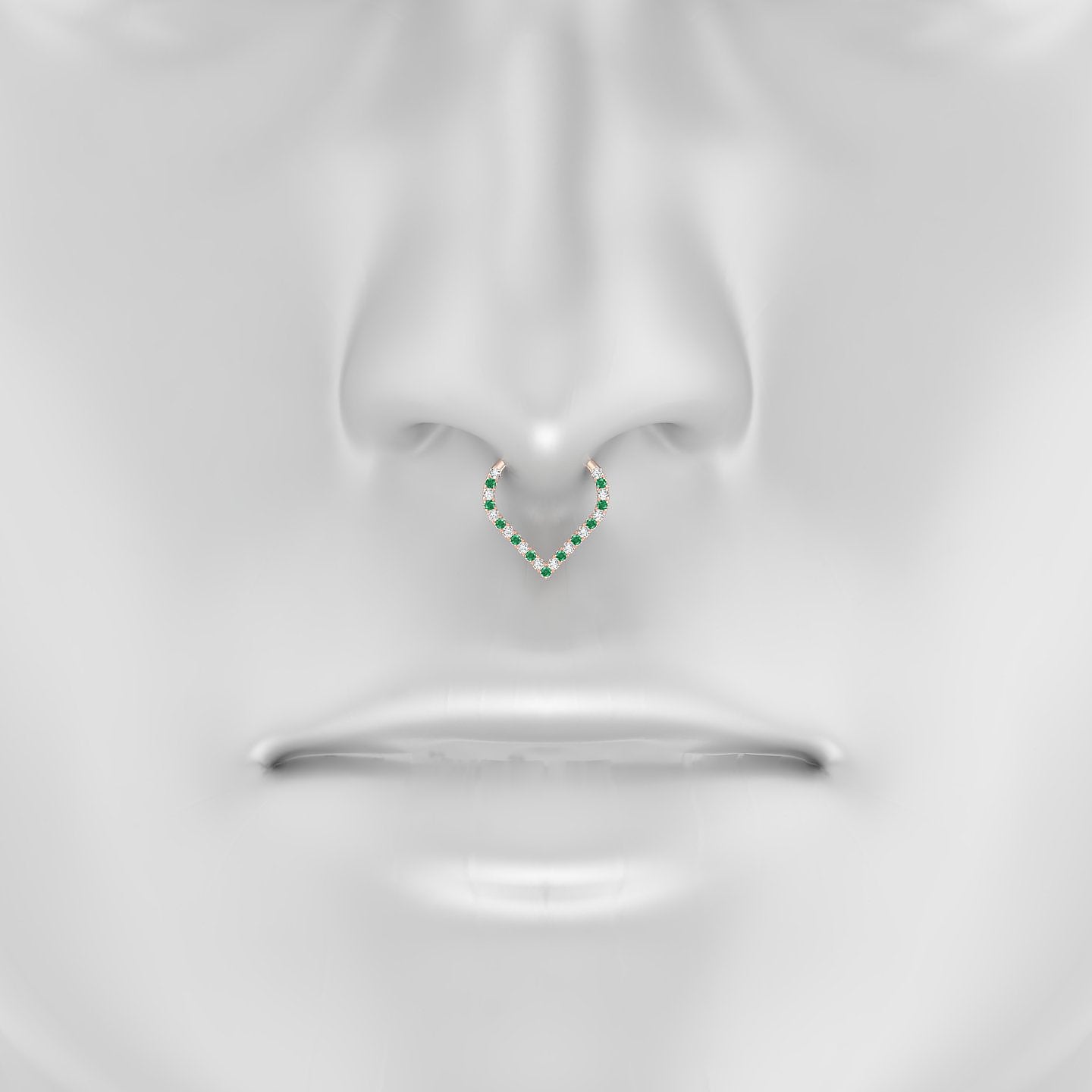 Cora | 18k Rose Gold 9.5 mm Emerald & Diamond Septum Piercing