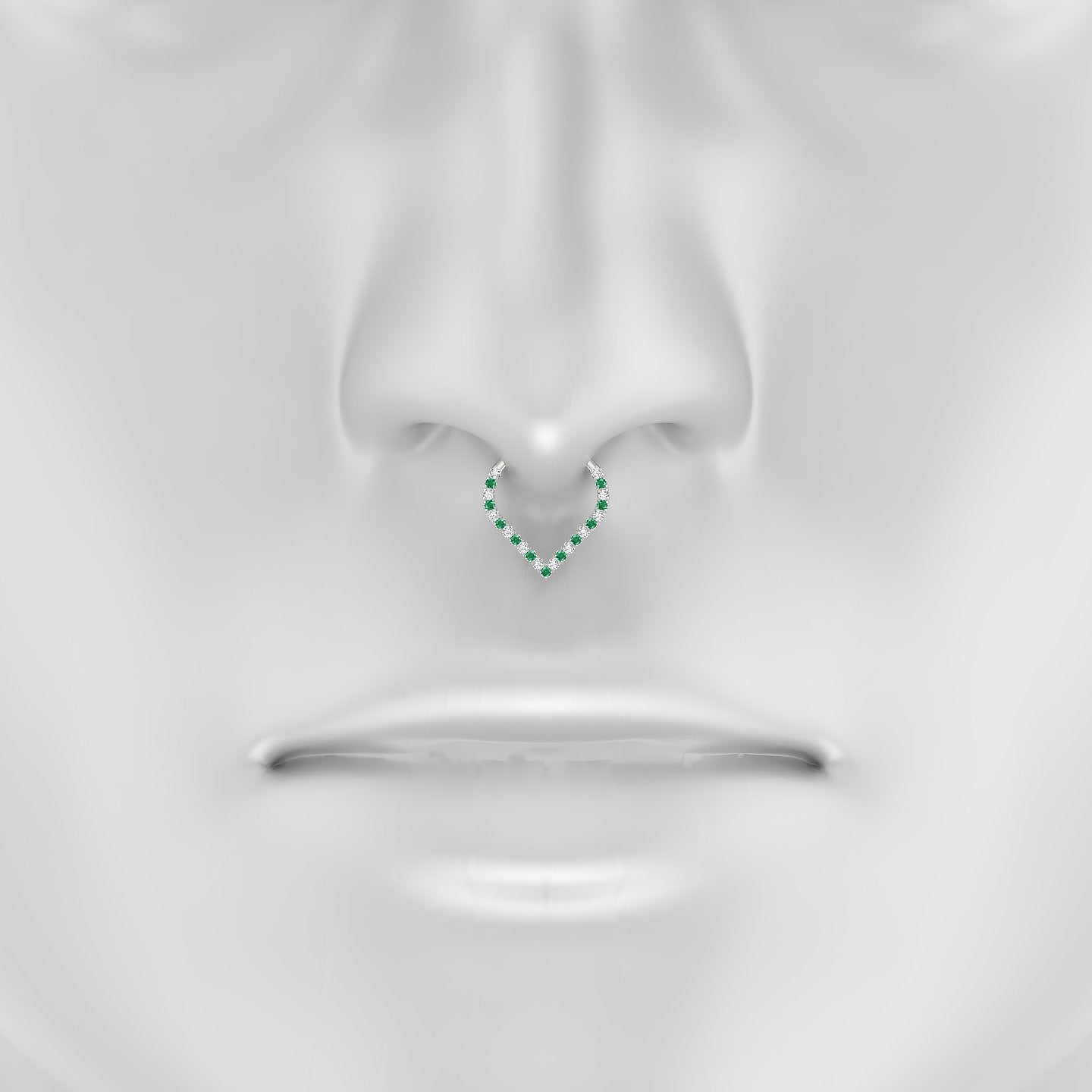 Cora | 18k White Gold 9.5 mm Emerald & Diamond Septum Piercing