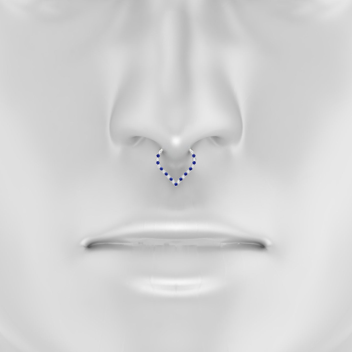 Cora | 18k White Gold 9.5 mm Sapphire & Diamond Septum Piercing