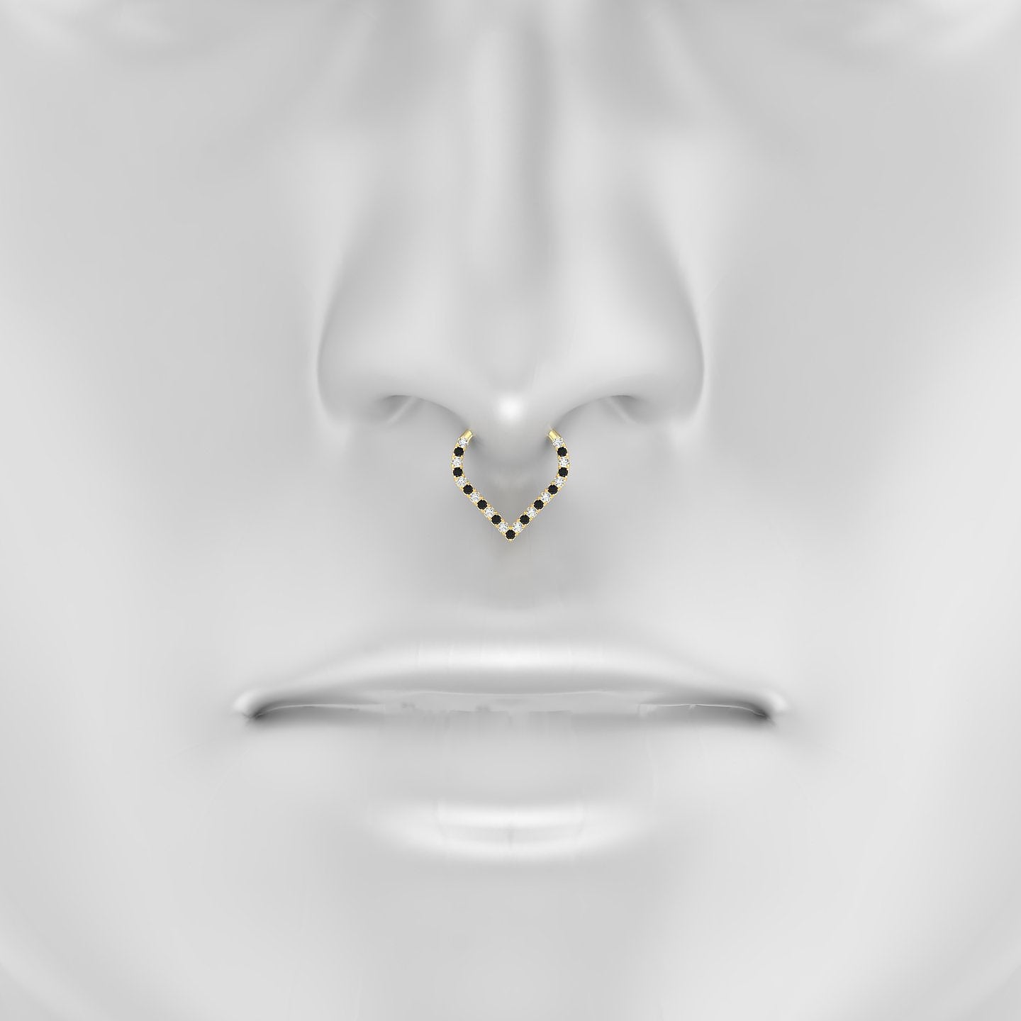 Cora | 18k Yellow Gold 9.5 mm Black Diamond & Diamond Septum Piercing