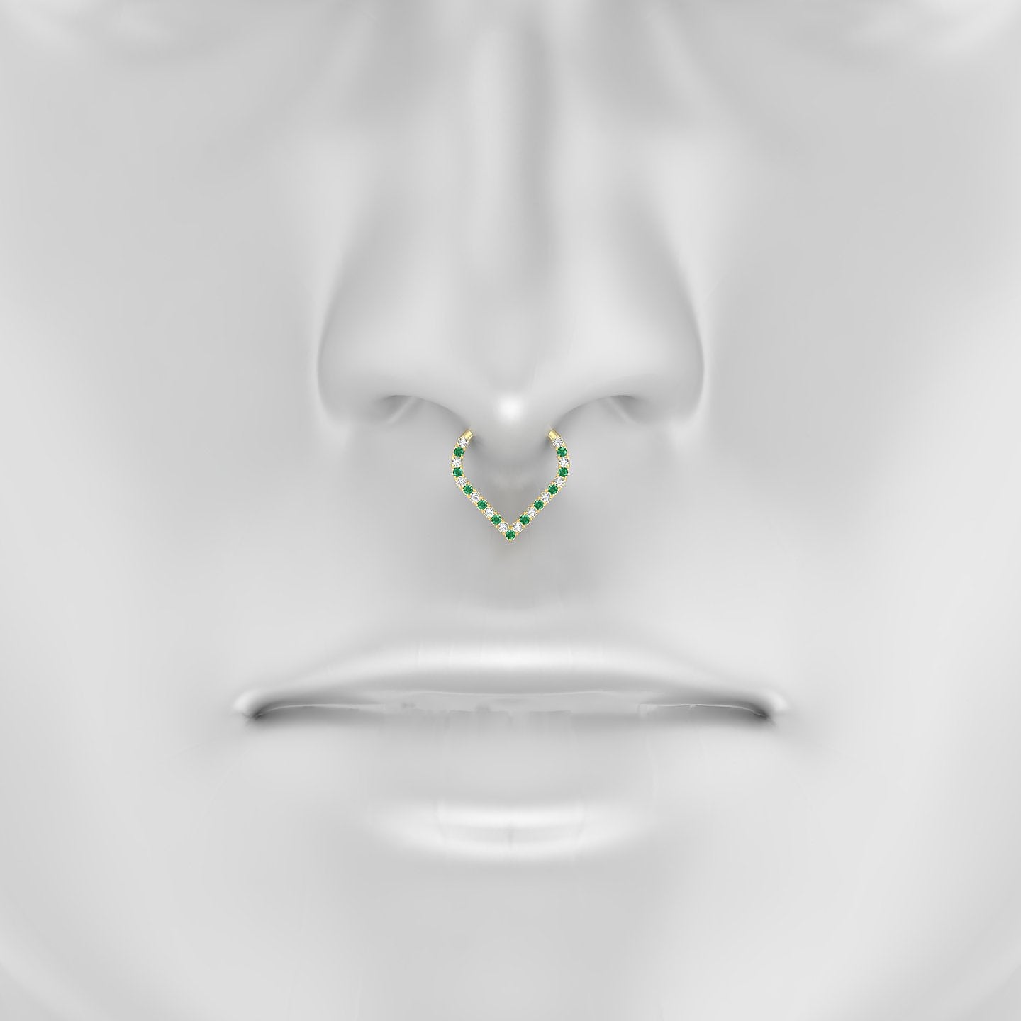 Cora | 18k Yellow Gold 9.5 mm Emerald & Diamond Septum Piercing