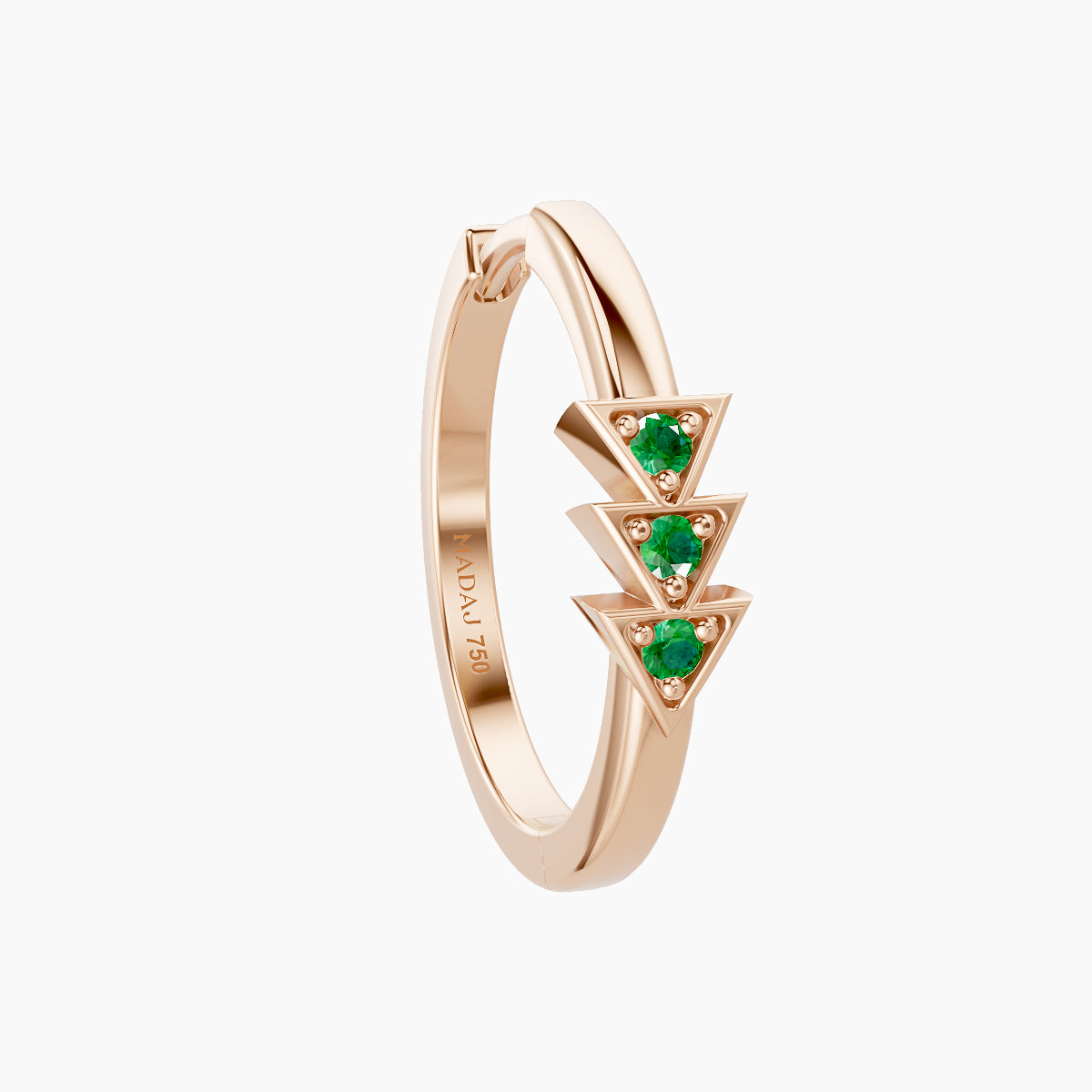 Cybele | 18k Rose Gold 11 mm Emerald Hoop Piercing