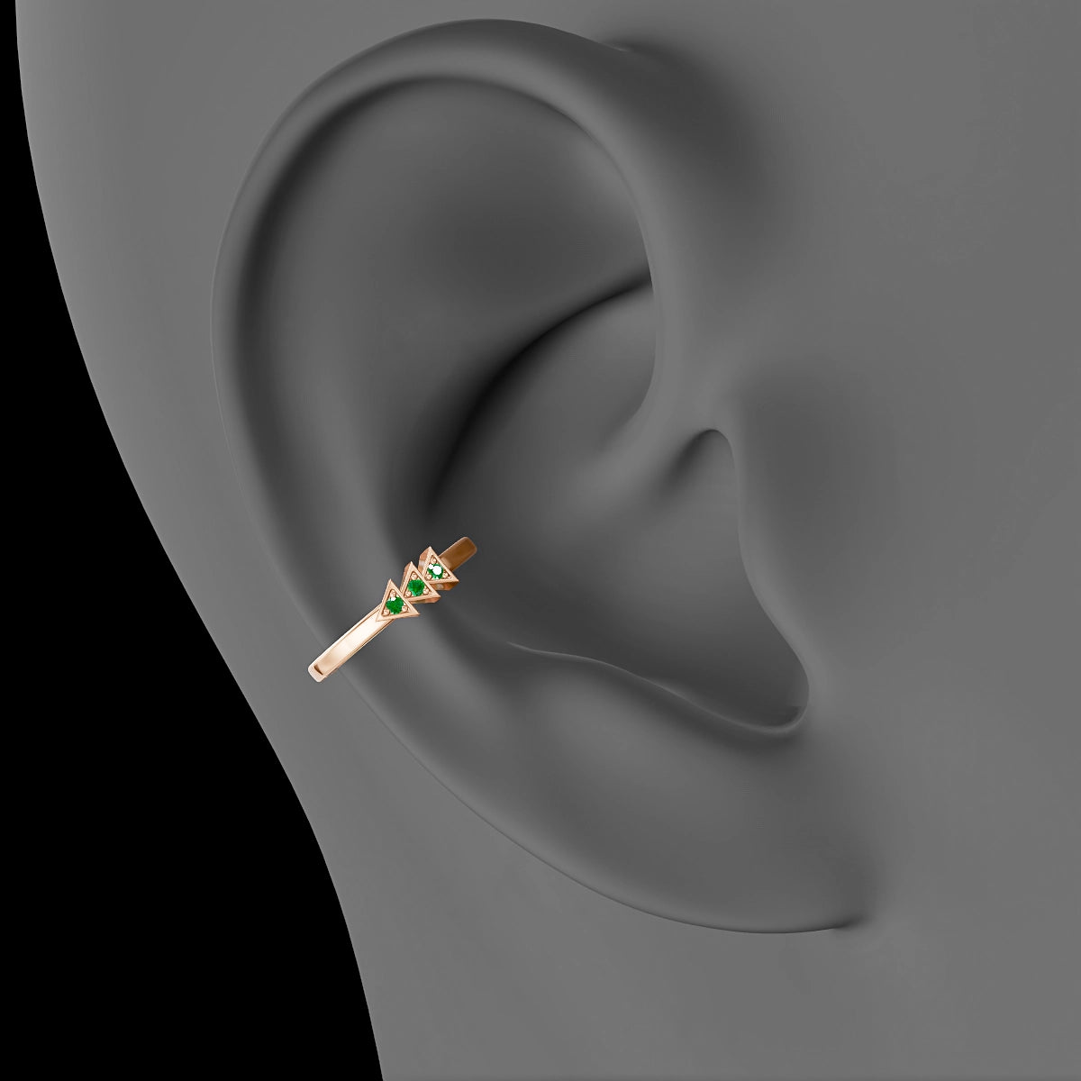 Cybele | 18k Rose Gold 11 mm Emerald Hoop Piercing