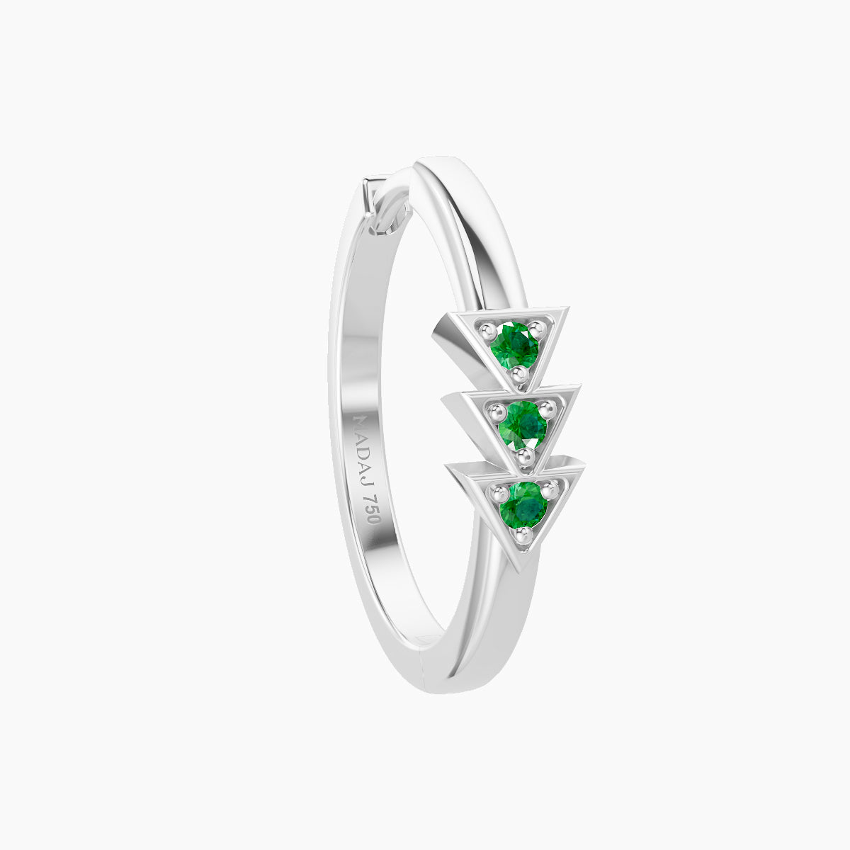 Cybele | 18k White Gold 11 mm Emerald Hoop Piercing