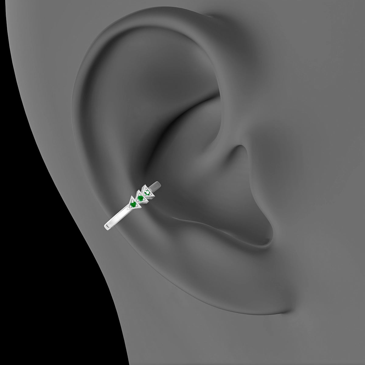 Cybele | 18k White Gold 11 mm Emerald Hoop Piercing