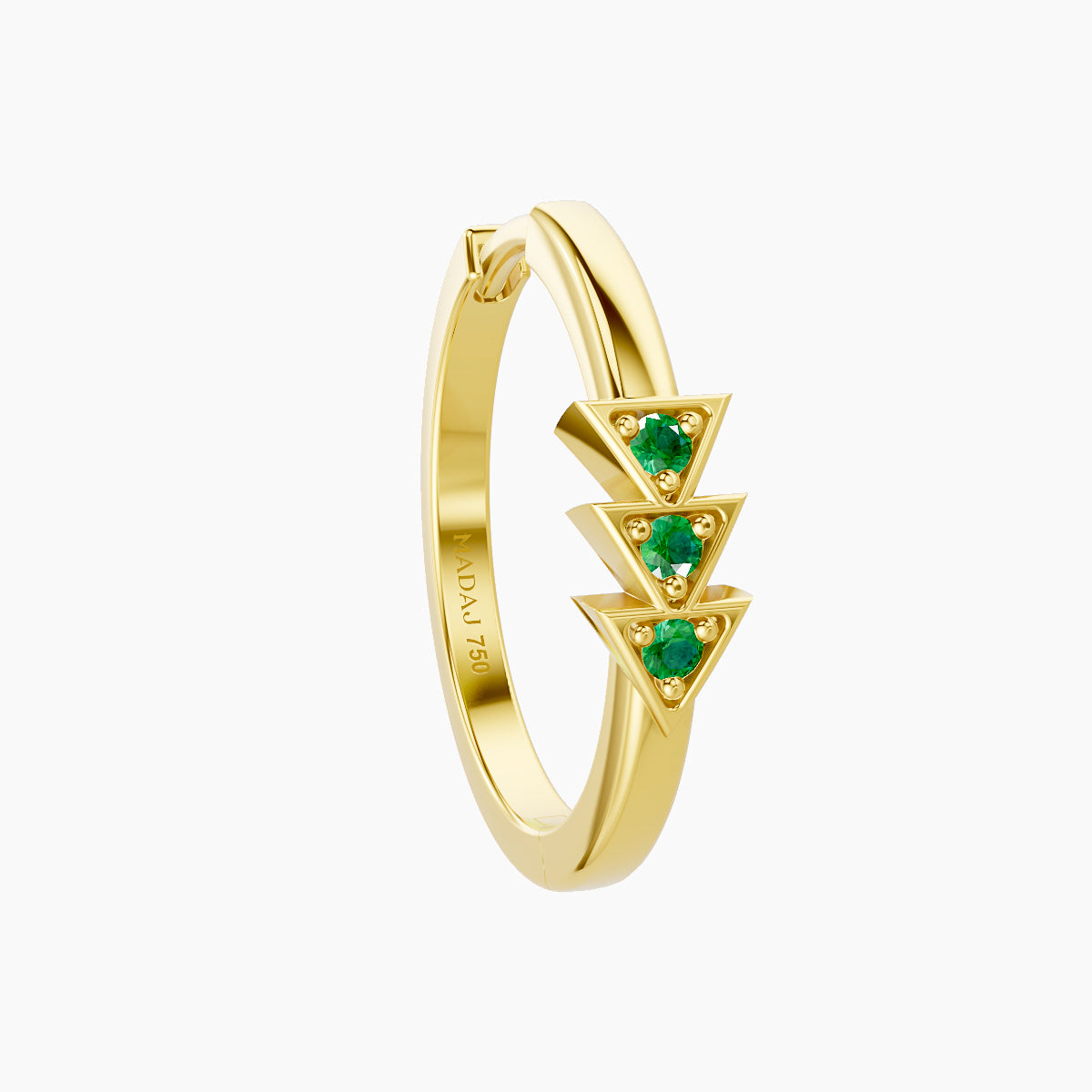 Cybele | 18k Yellow Gold 11 mm Emerald Hoop Piercing