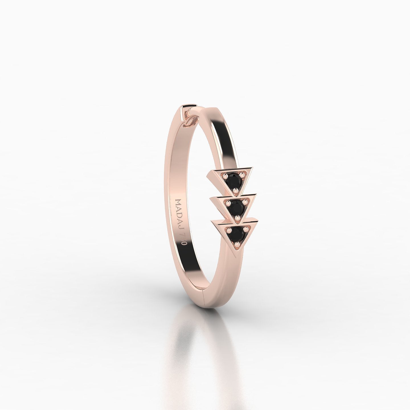 Cybele | 18k Rose Gold 11 mm Black Diamond Hoop Piercing