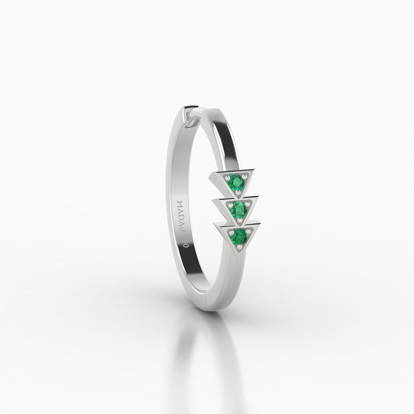 Cybele | 18k White Gold 11 mm Emerald Hoop Piercing