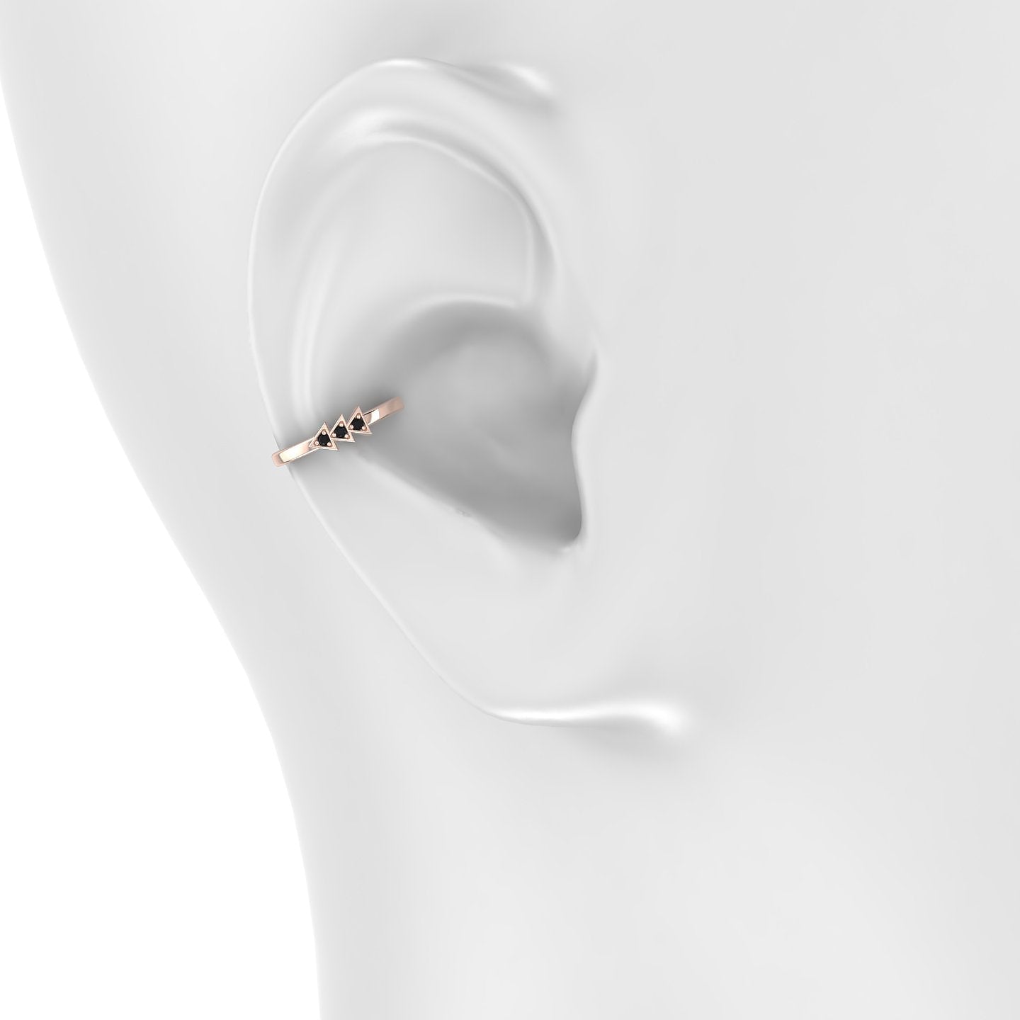 Cybele | 18k Rose Gold 11 mm Black Diamond Hoop Piercing