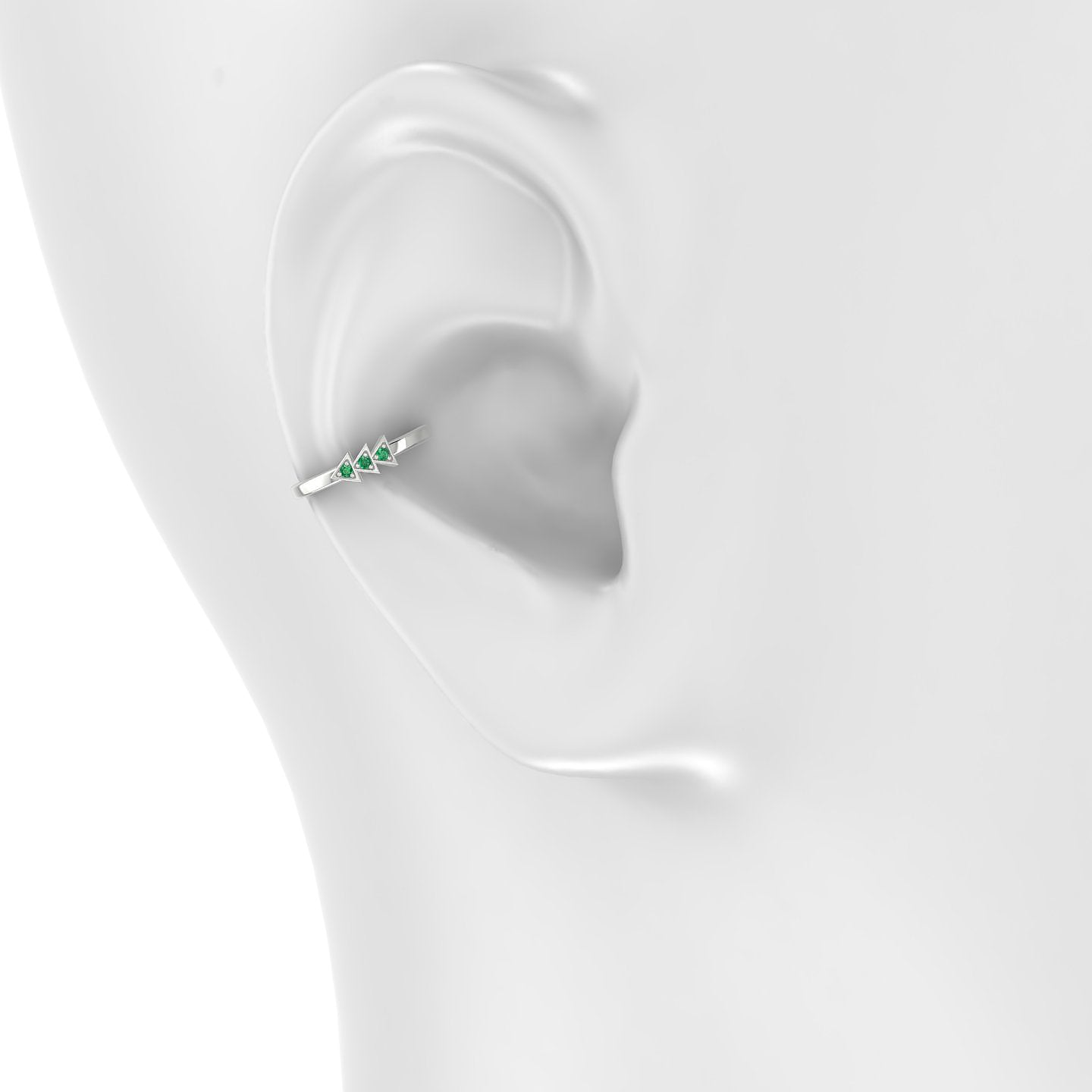 Cybele | 18k White Gold 11 mm Emerald Hoop Piercing