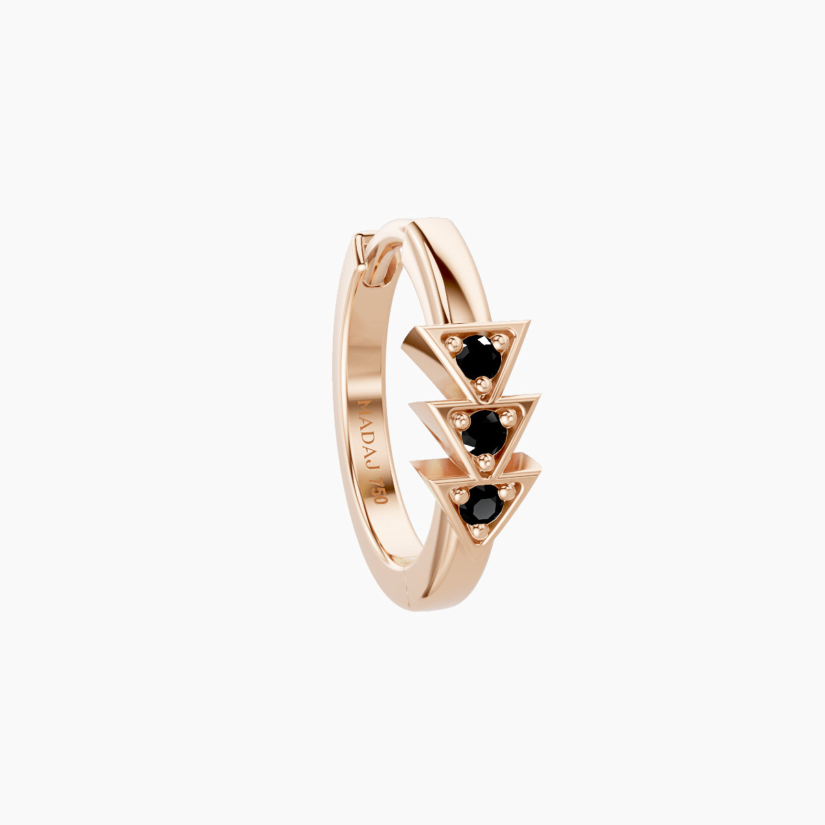 Cybele | 18k Rose Gold 8 mm Black Diamond Hoop Piercing