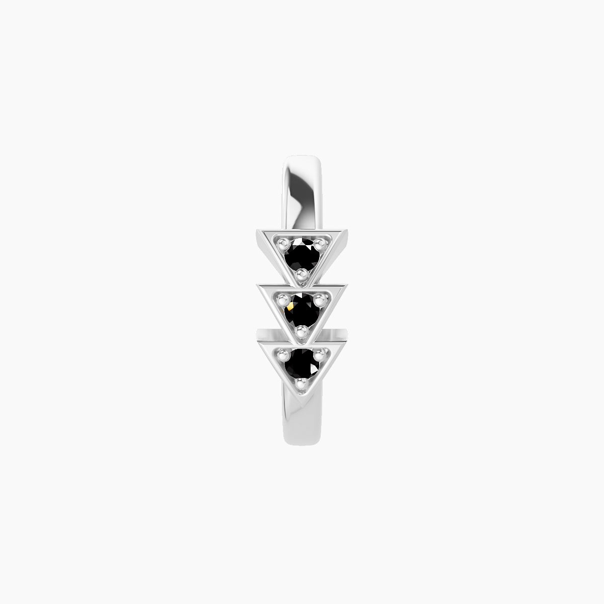 Cybele | 18k White Gold 8 mm Black Diamond Hoop Piercing