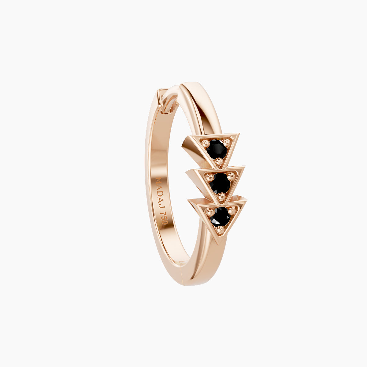 Cybele | 18k Rose Gold 9.5 mm Black Diamond Hoop Piercing
