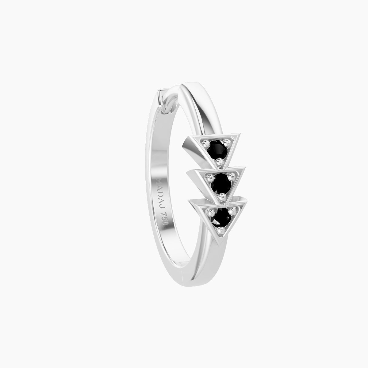Cybele | 18k White Gold 9.5 mm Black Diamond Hoop Piercing