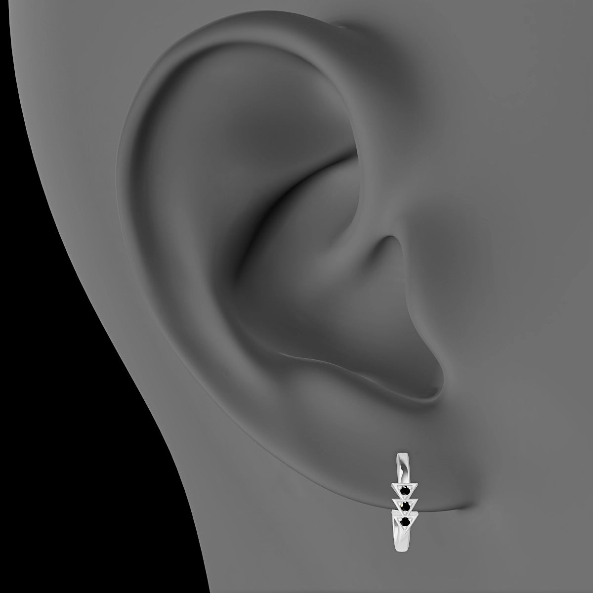 Cybele | 18k White Gold 9.5 mm Black Diamond Hoop Piercing