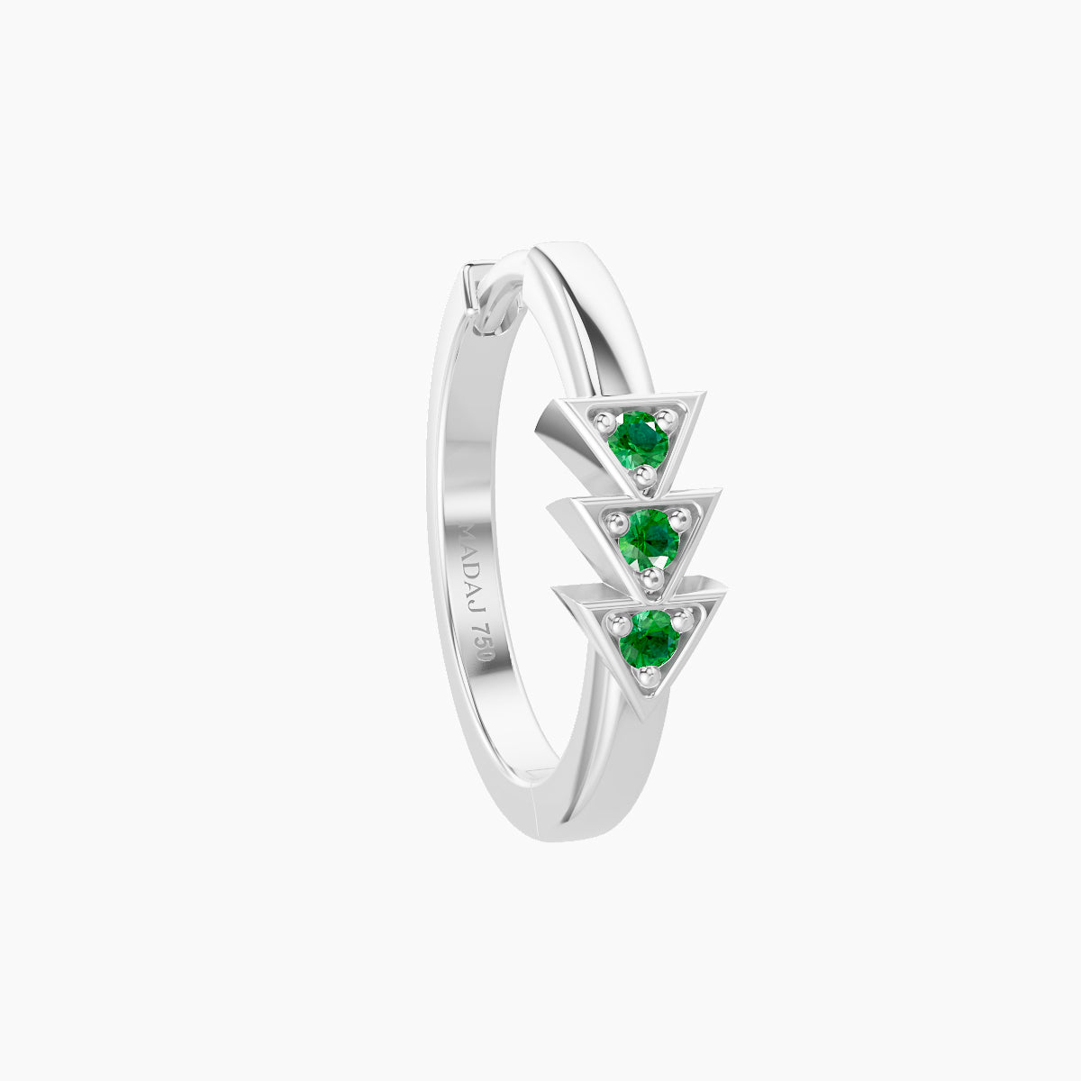 Cybele | 18k White Gold 9.5 mm Emerald Hoop Piercing