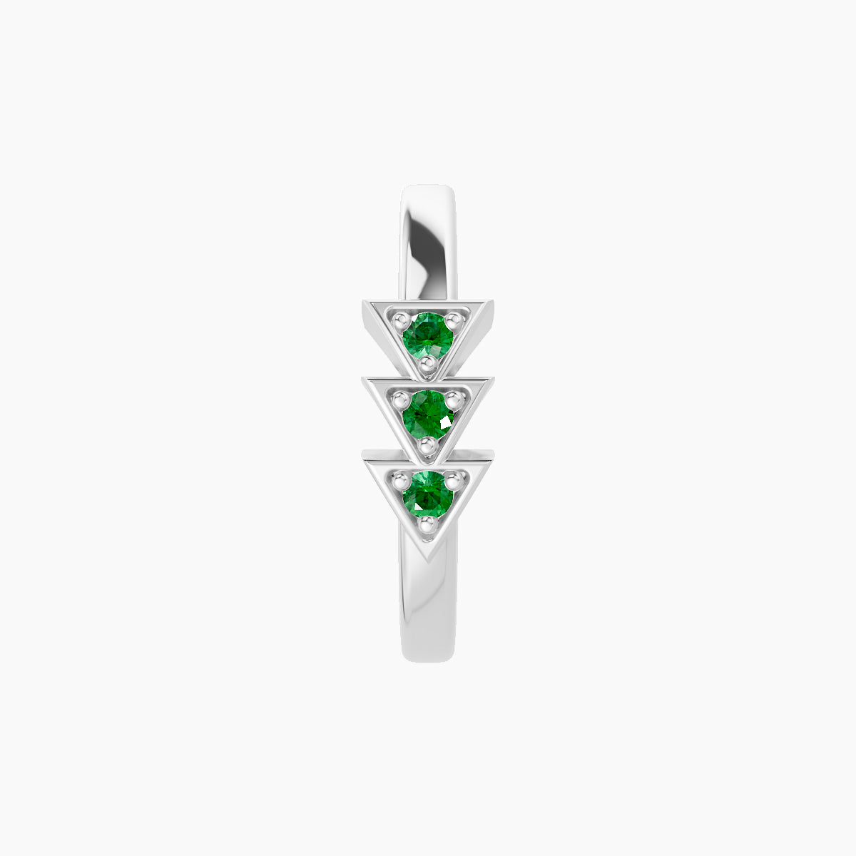 Cybele | 18k White Gold 9.5 mm Emerald Hoop Piercing