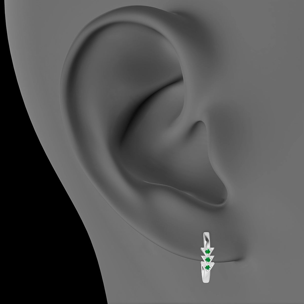 Cybele | 18k White Gold 9.5 mm Emerald Hoop Piercing