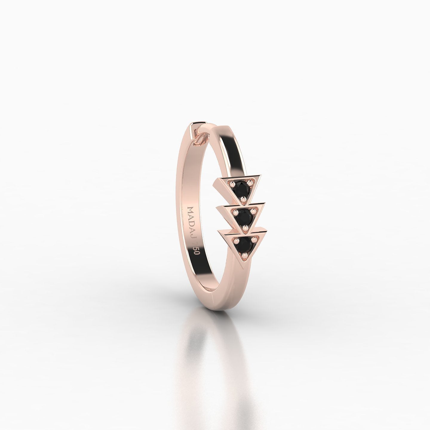 Cybele | 18k Rose Gold 9.5 mm Black Diamond Hoop Piercing