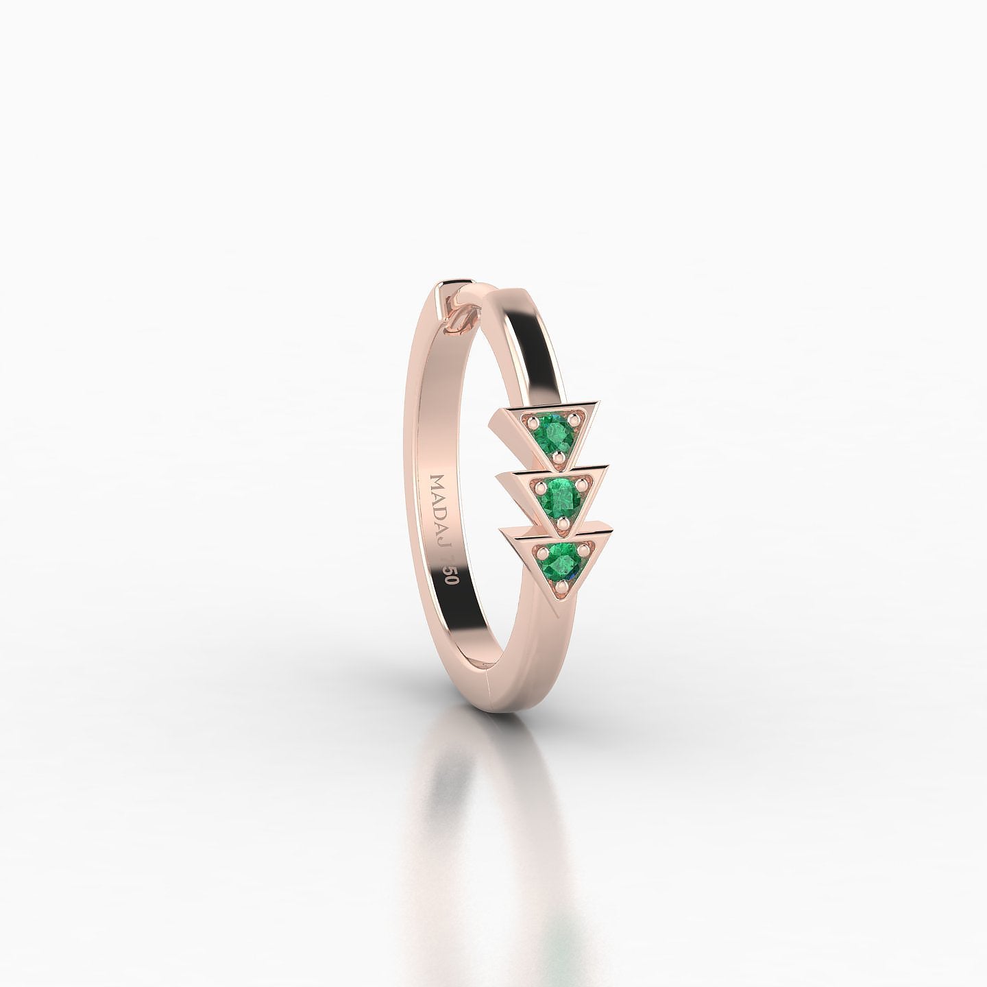 Cybele | 18k Rose Gold 9.5 mm Emerald Hoop Piercing