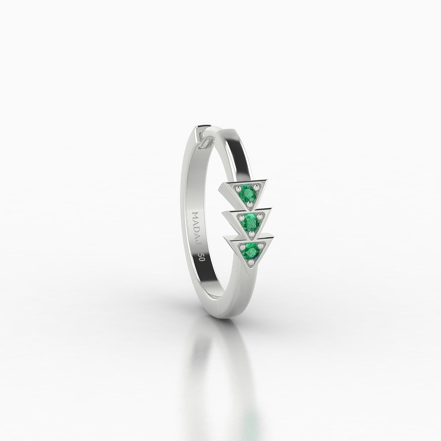 Cybele | 18k White Gold 9.5 mm Emerald Hoop Piercing