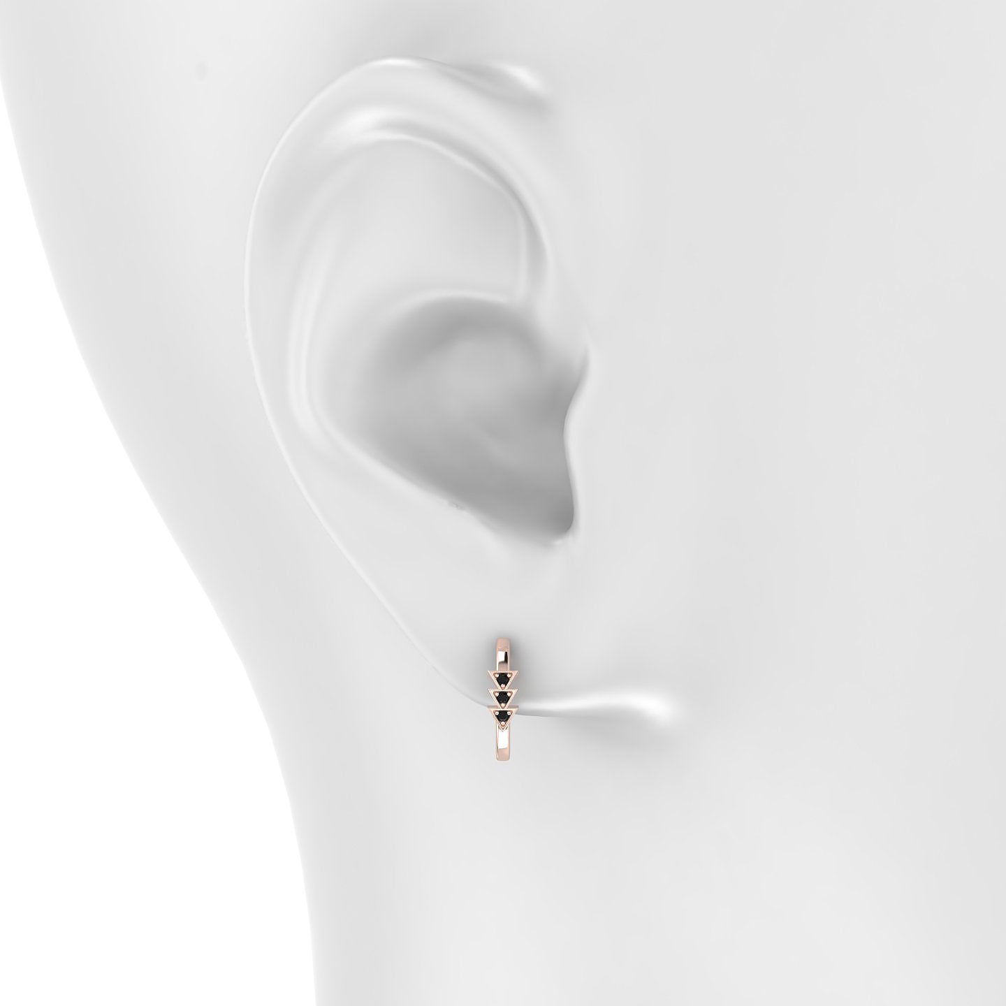 Cybele | 18k Rose Gold 9.5 mm Black Diamond Hoop Piercing