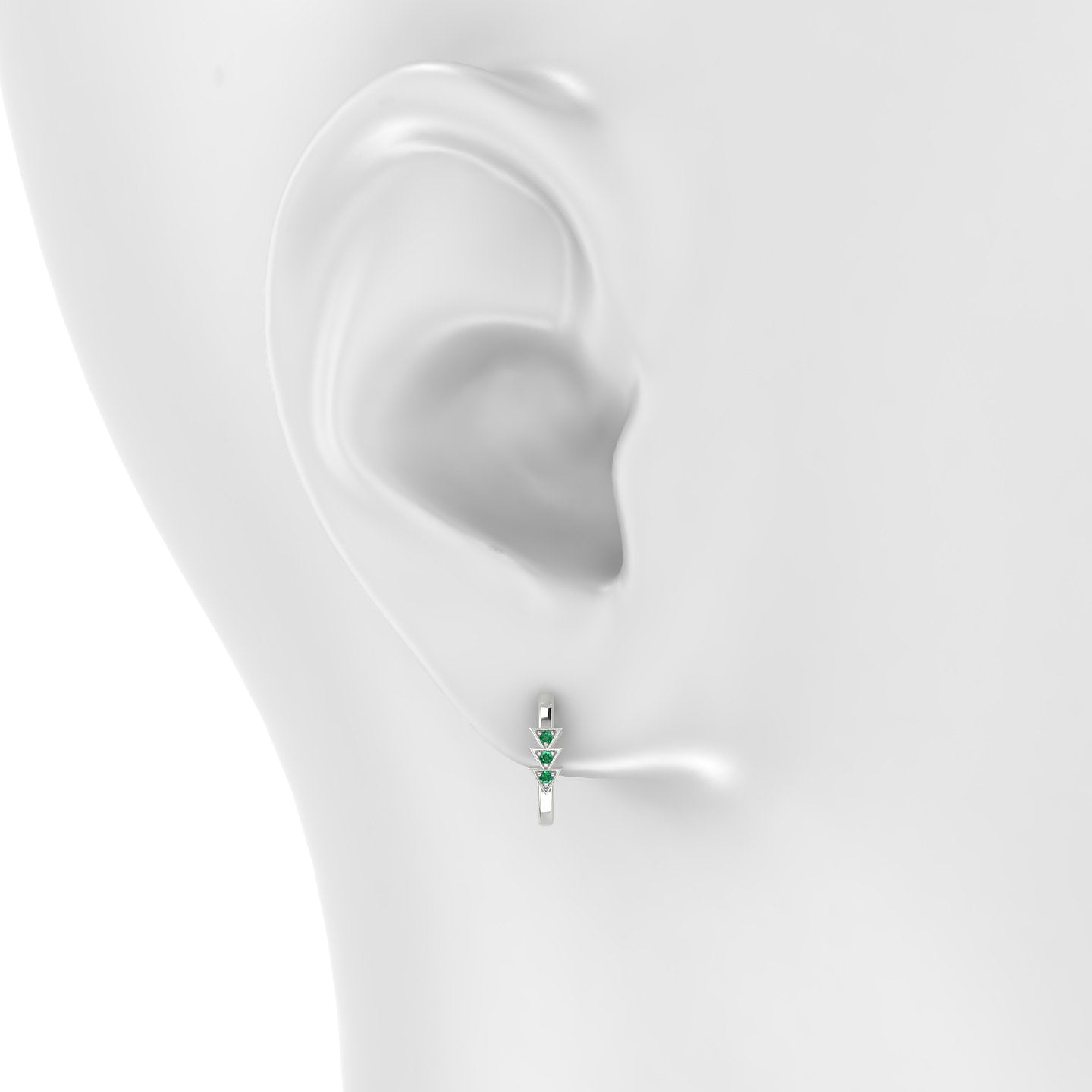 Cybele | 18k White Gold 9.5 mm Emerald Hoop Piercing