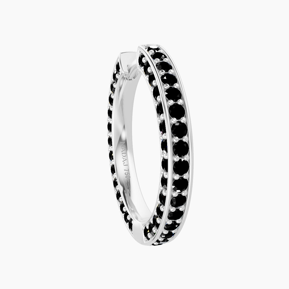Damia | 18k White Gold 11 mm Black Diamond Hoop Piercing