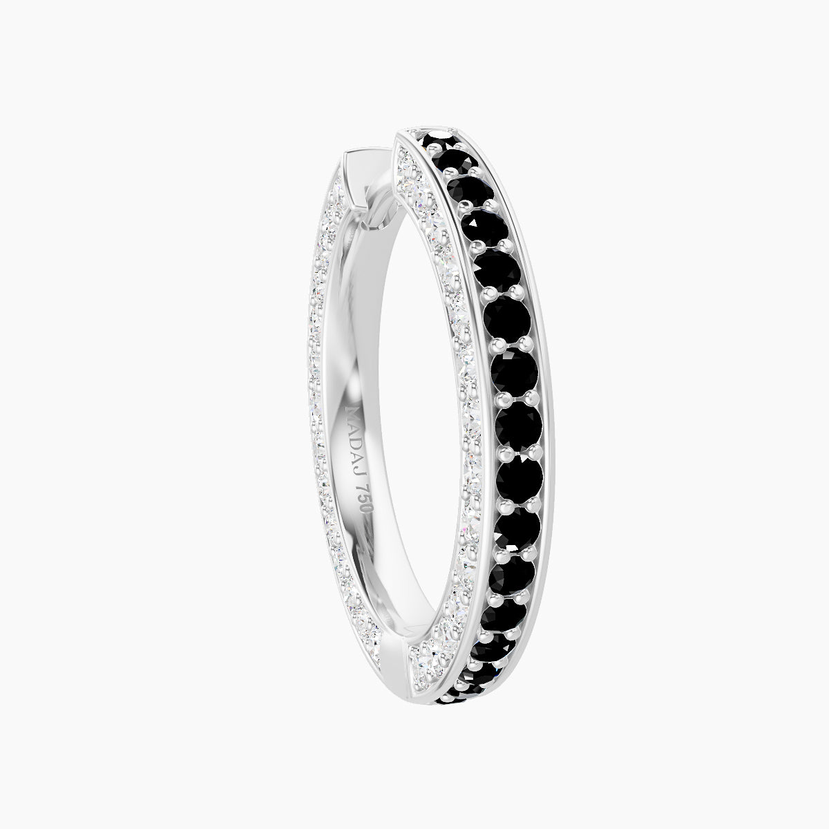 Damia | 18k White Gold 11 mm Black Diamond & Diamond Hoop Piercing