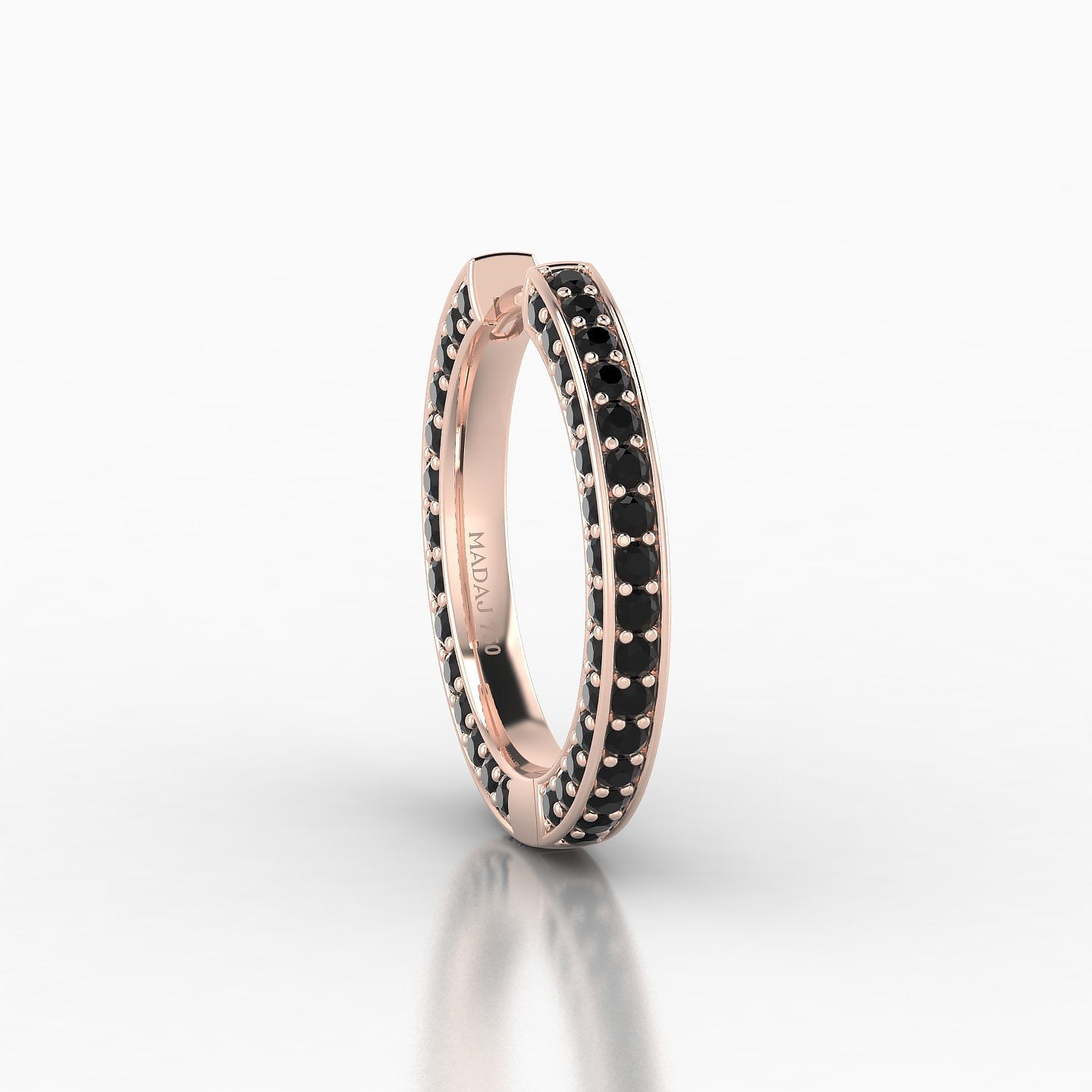 Damia | 18k Rose Gold 11 mm Black Diamond Hoop Piercing