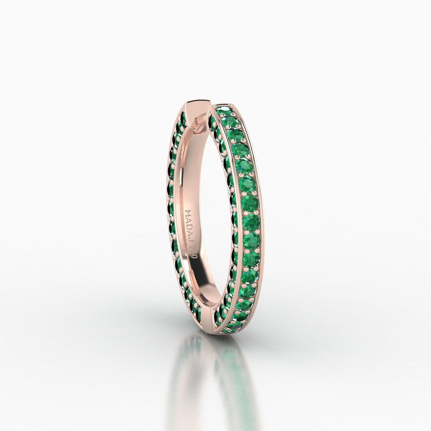 Damia | 18k Rose Gold 11 mm Emerald Hoop Piercing