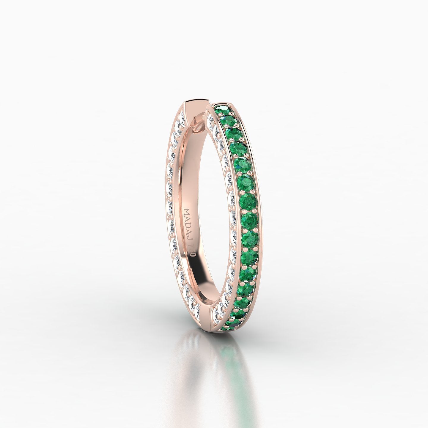 Damia | 18k Rose Gold 11 mm Emerald & Diamond Hoop Piercing