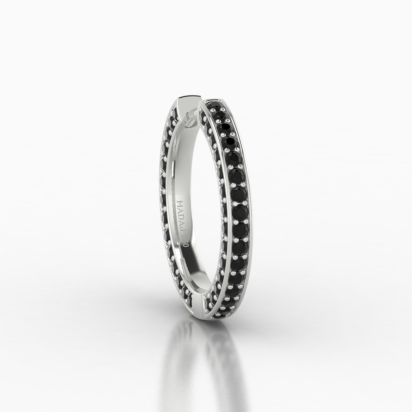 Damia | 18k White Gold 11 mm Black Diamond Hoop Piercing