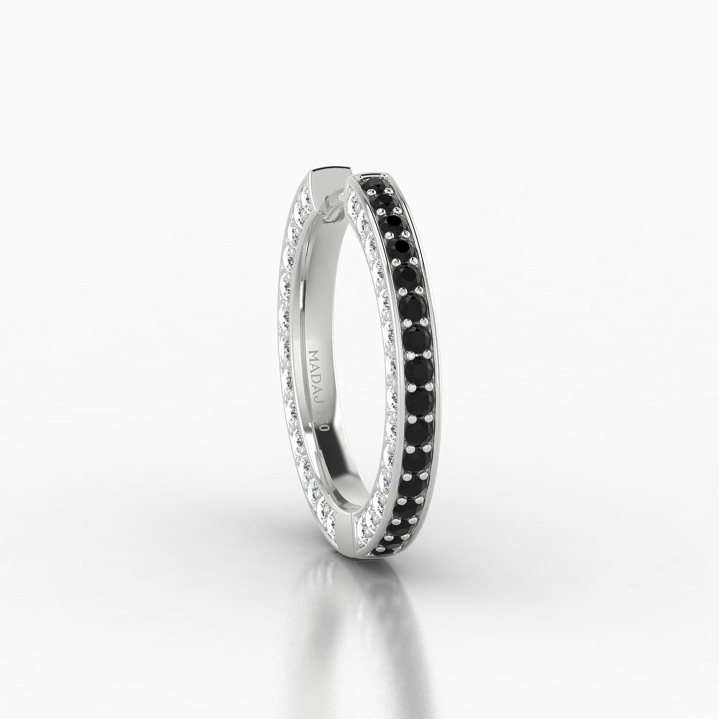 Damia | 18k White Gold 11 mm Black Diamond & Diamond Hoop Piercing