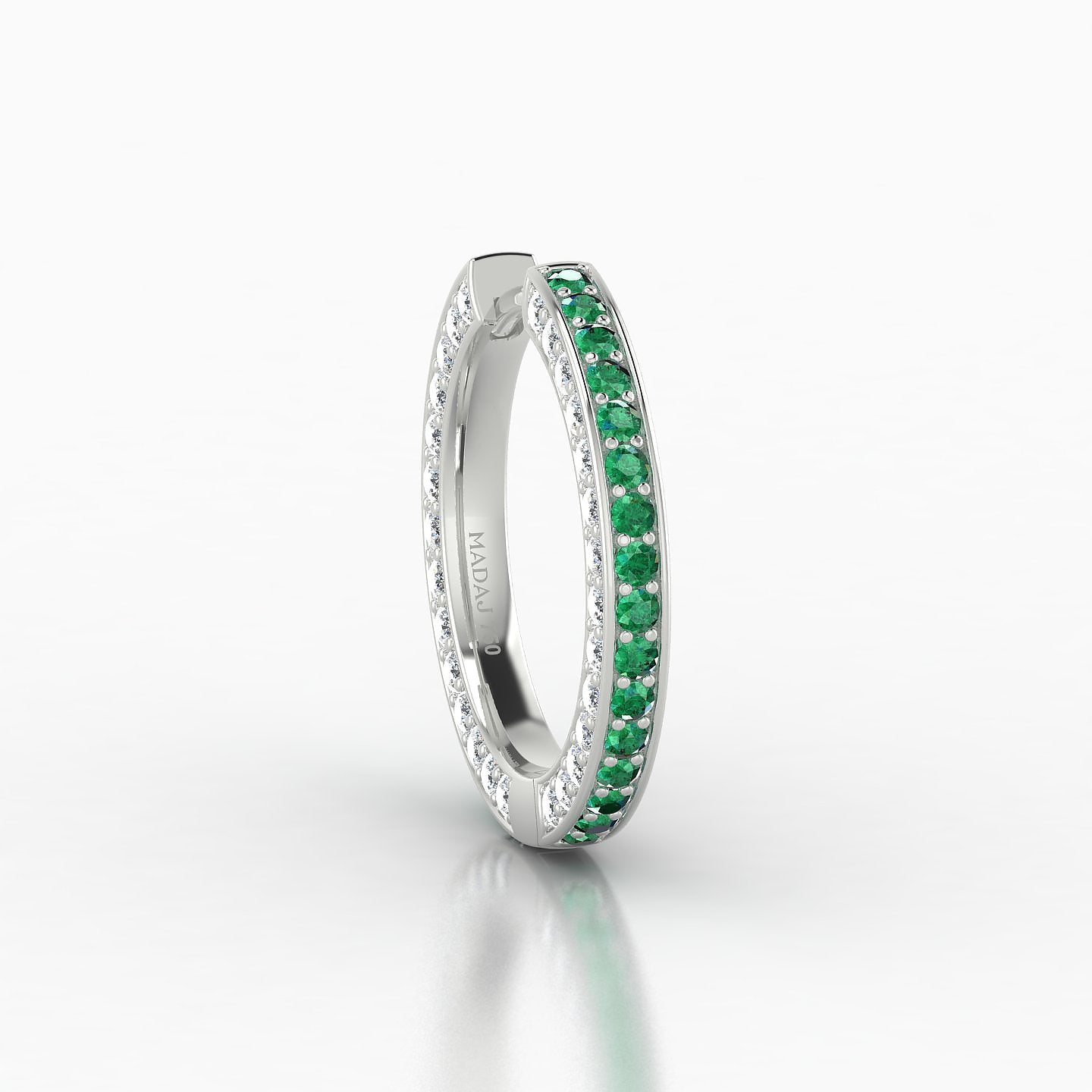 Damia | 18k White Gold 11 mm Emerald & Diamond Hoop Piercing