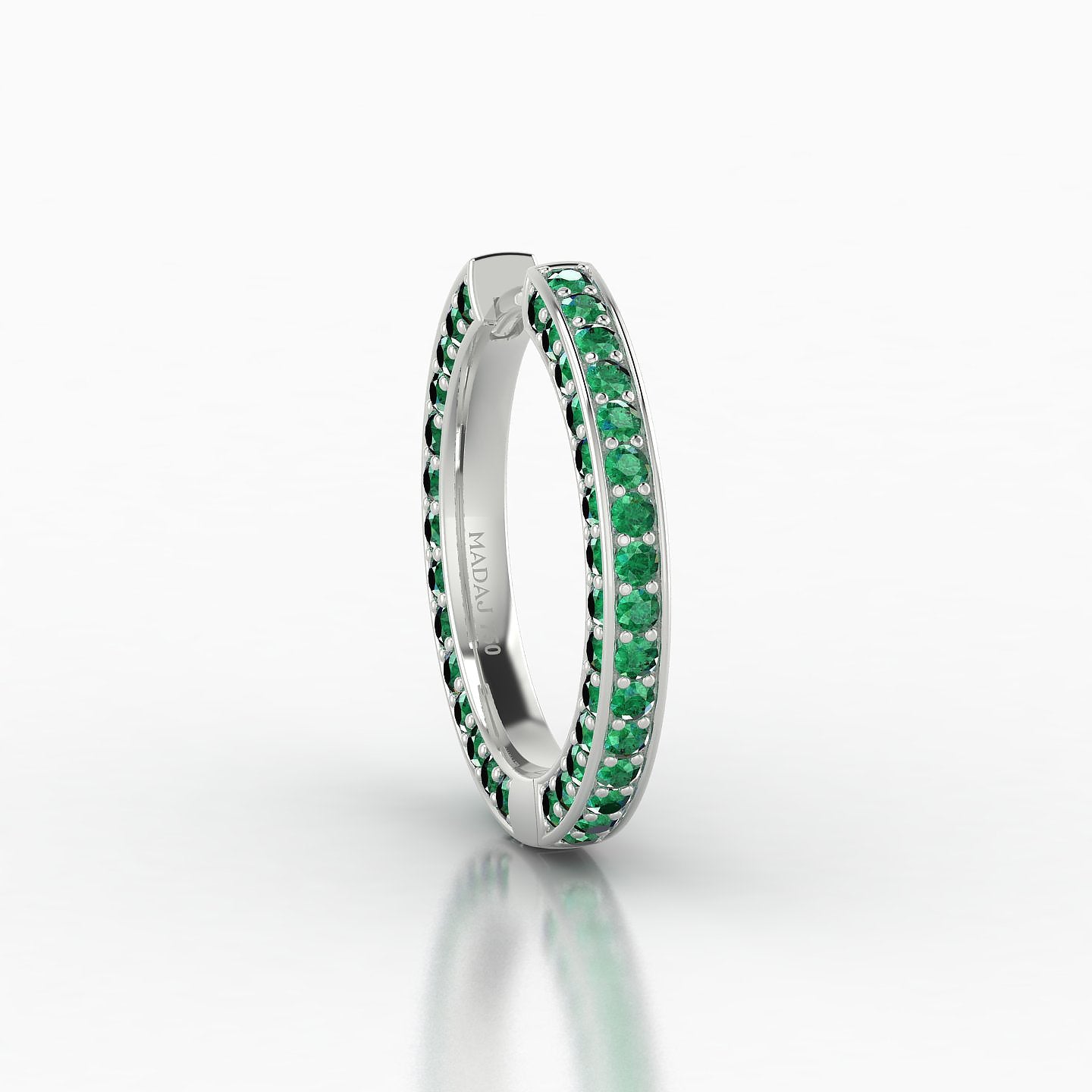 Damia | 18k White Gold 11 mm Emerald Hoop Piercing