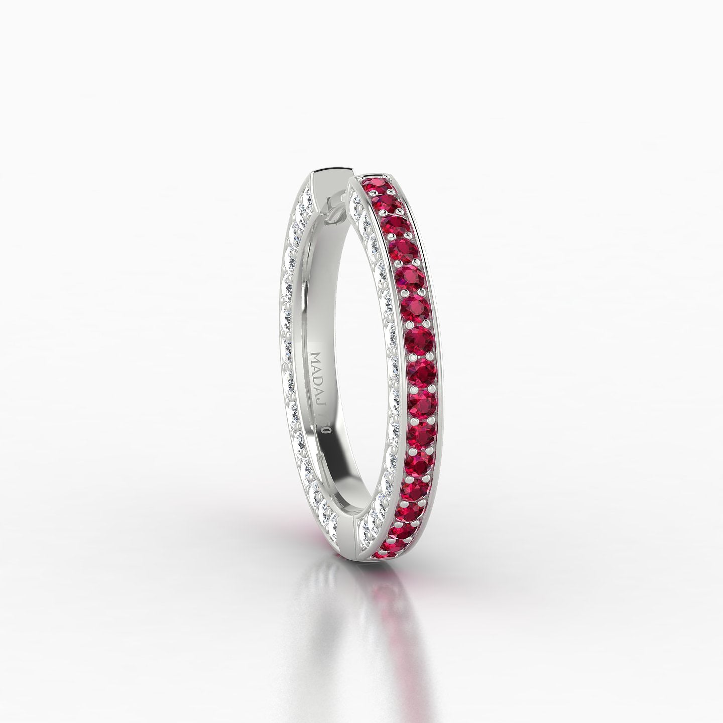 Damia | 18k White Gold 11 mm Ruby & Diamond Hoop Piercing