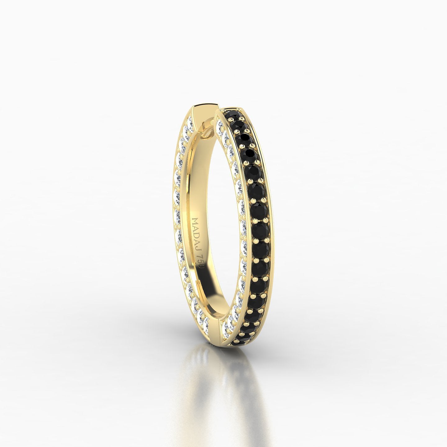 Damia | 18k Yellow Gold 11 mm Black Diamond & Diamond Hoop Piercing