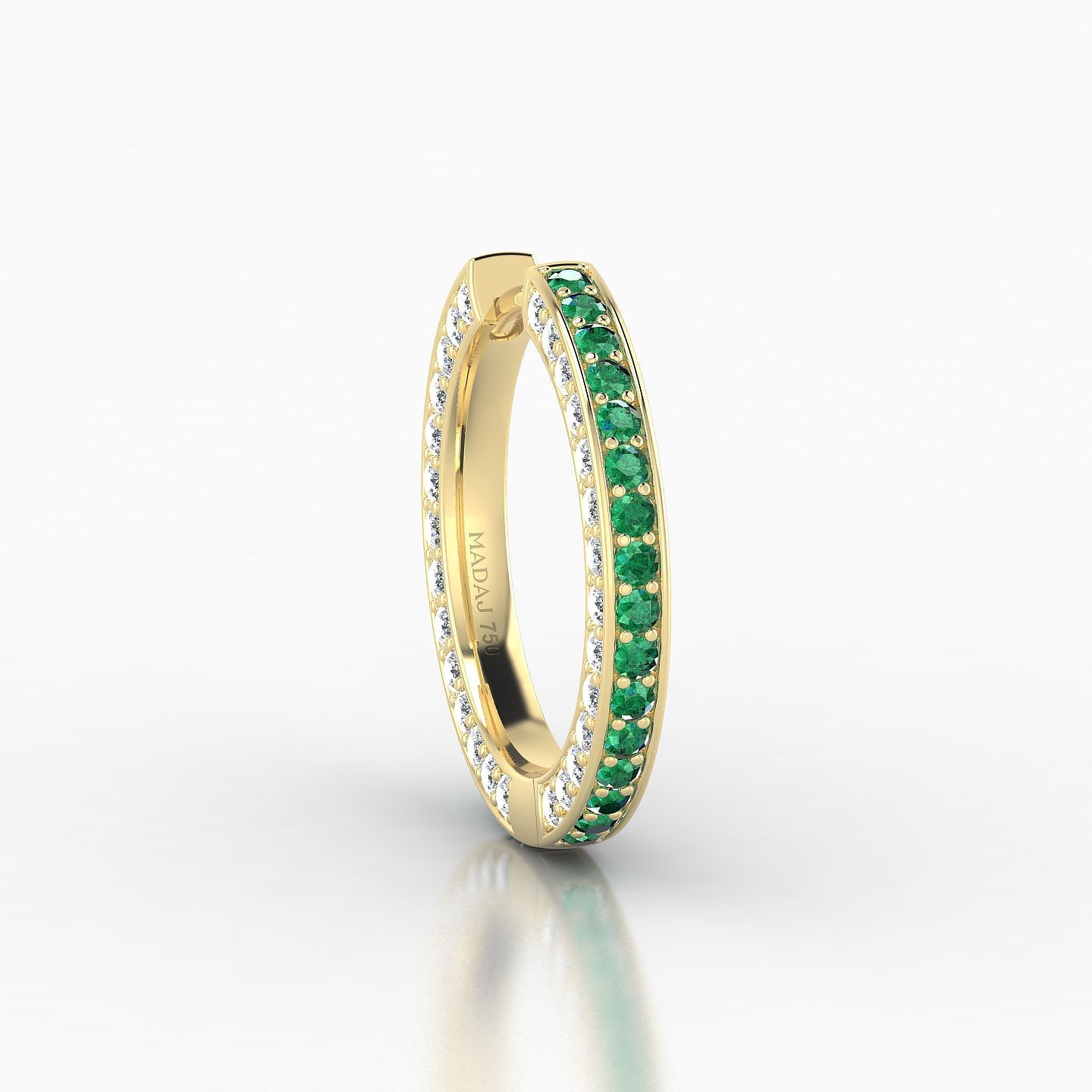 Damia | 18k Yellow Gold 11 mm Emerald & Diamond Hoop Piercing