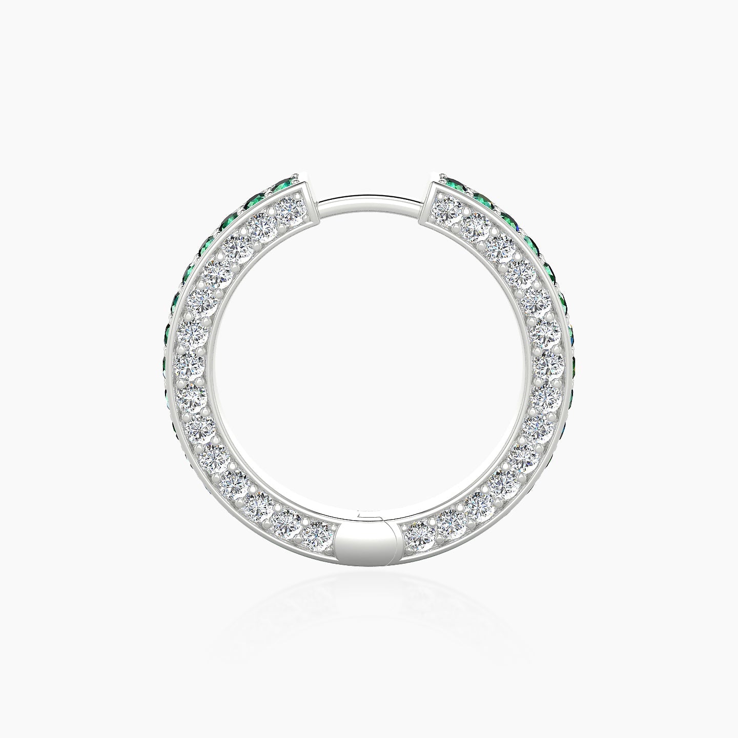 Damia | 18k White Gold 11 mm Emerald & Diamond Hoop Piercing