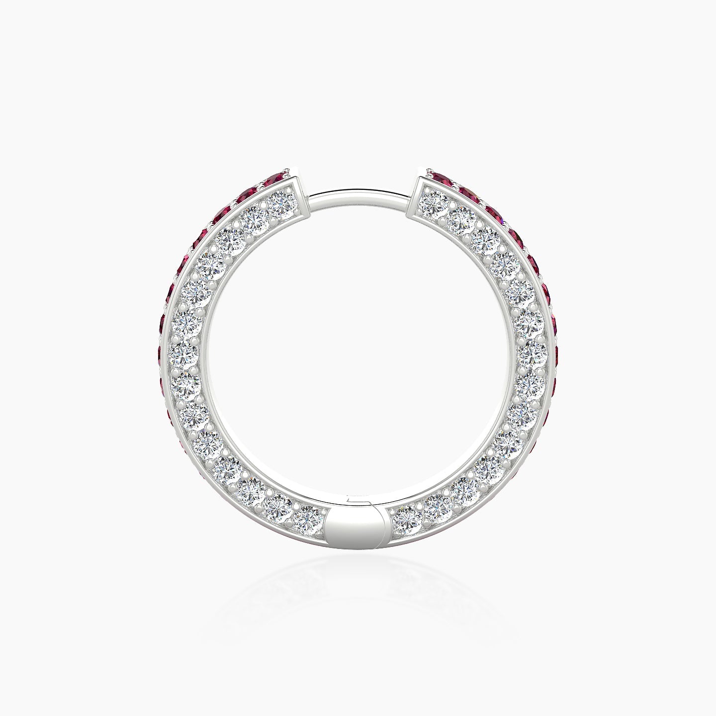 Damia | 18k White Gold 11 mm Ruby & Diamond Hoop Piercing