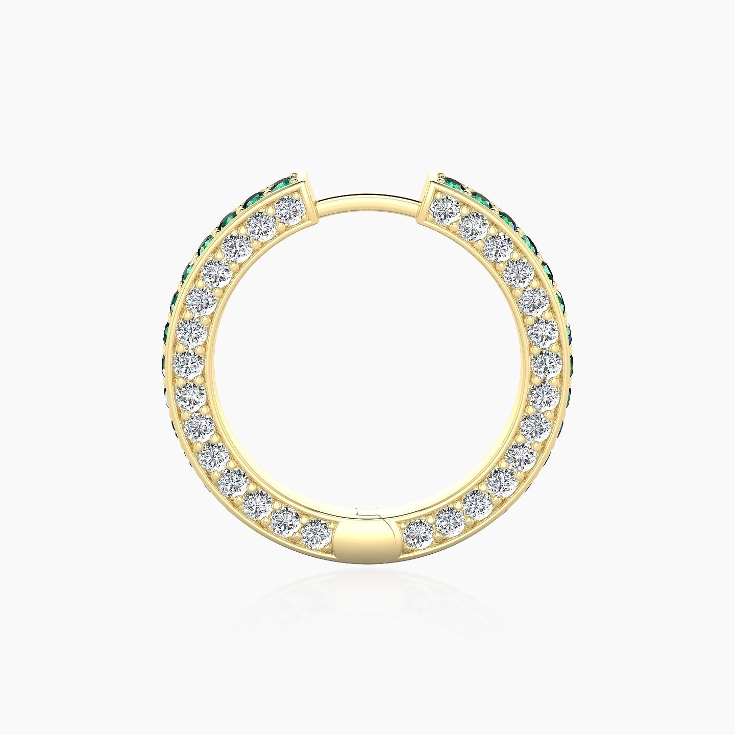 Damia | 18k Yellow Gold 11 mm Emerald & Diamond Hoop Piercing