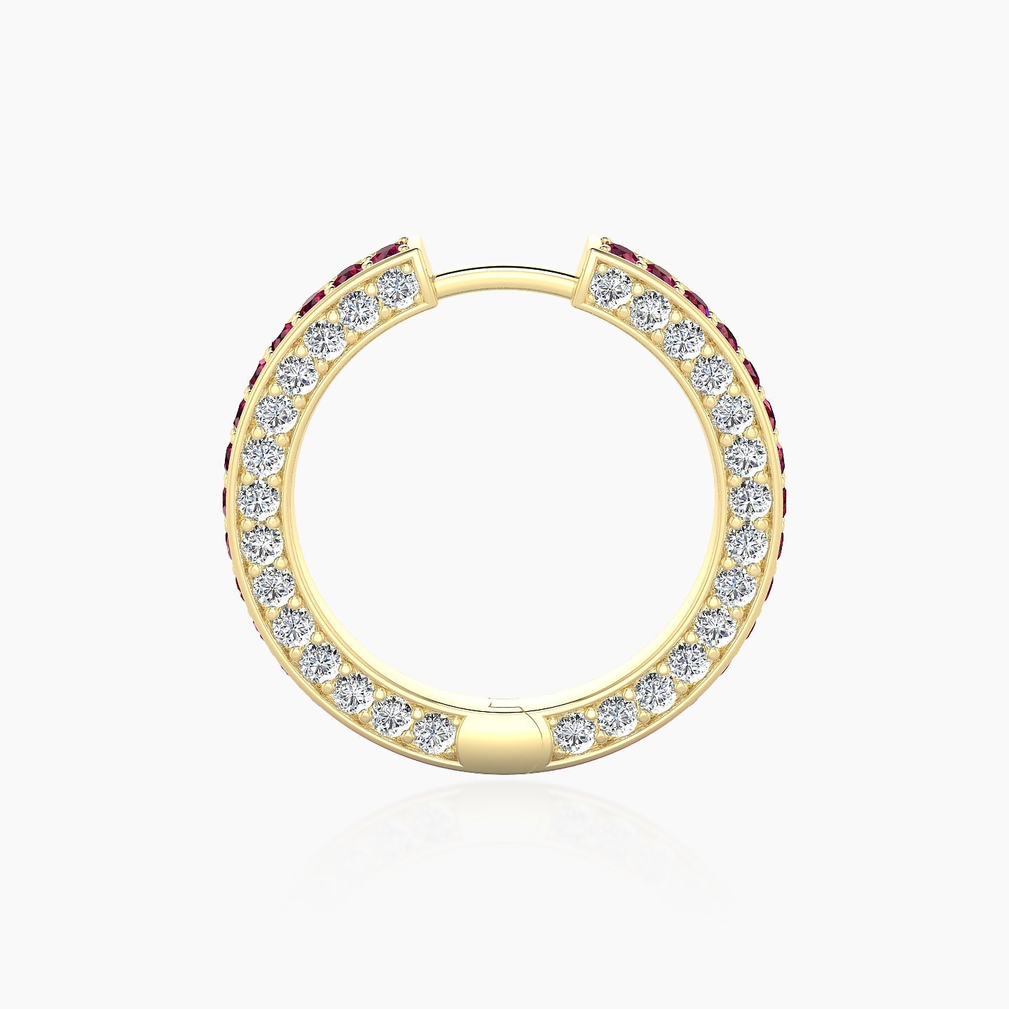 Damia | 18k Yellow Gold 11 mm Ruby & Diamond Hoop Piercing